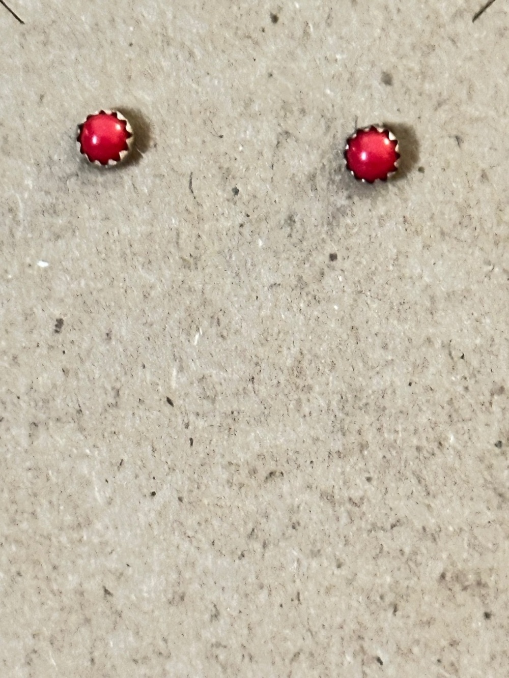 925 Sterling Silver Genuine Coral Stud Earrings Native American Zuni Style NWOT